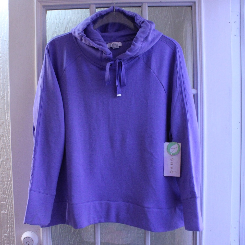 Danskin Violet Royale Color Soft Fleece Hoodie Sweatshirt~